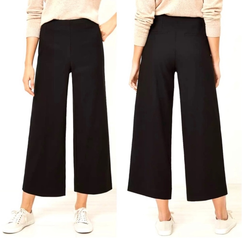 LOFT Women’s Size 12 High Rise Wide Leg Cropped Pants Black